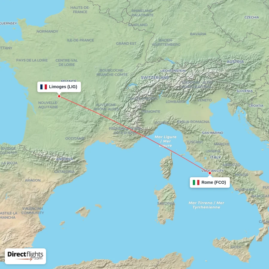 LIG - FCO route map