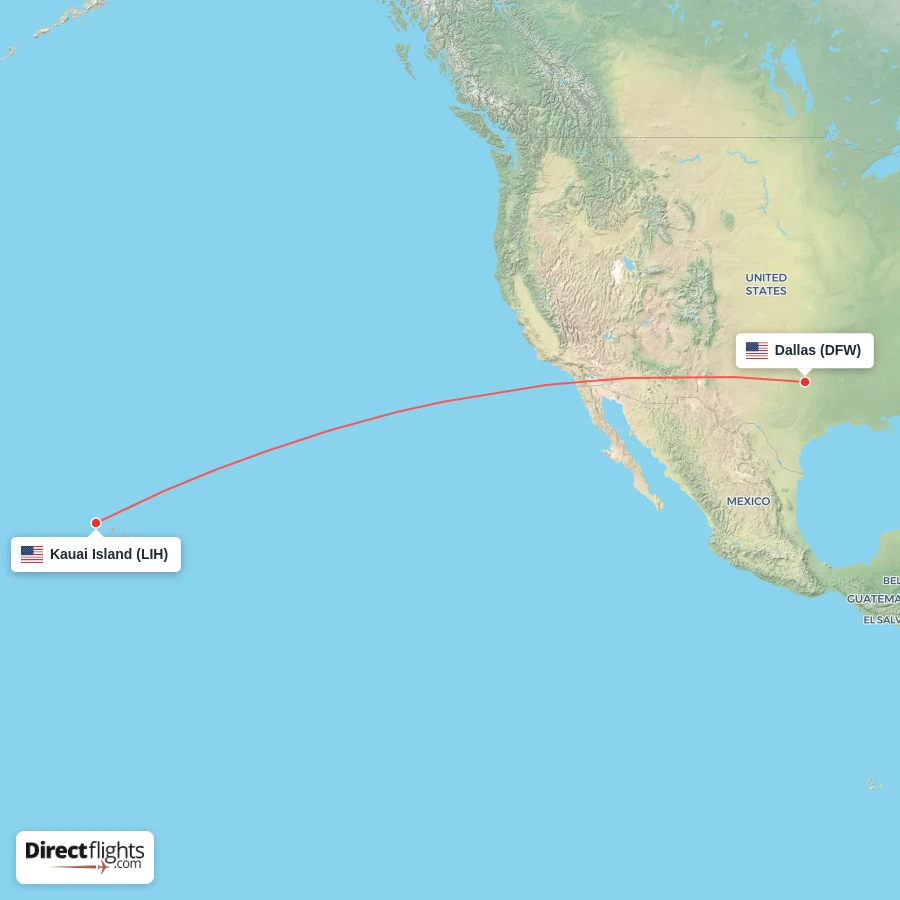 LIH - DFW route map