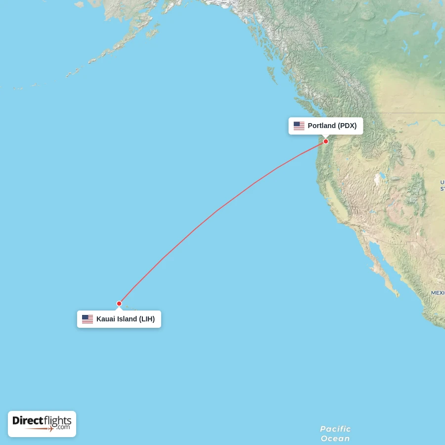 LIH - PDX route map