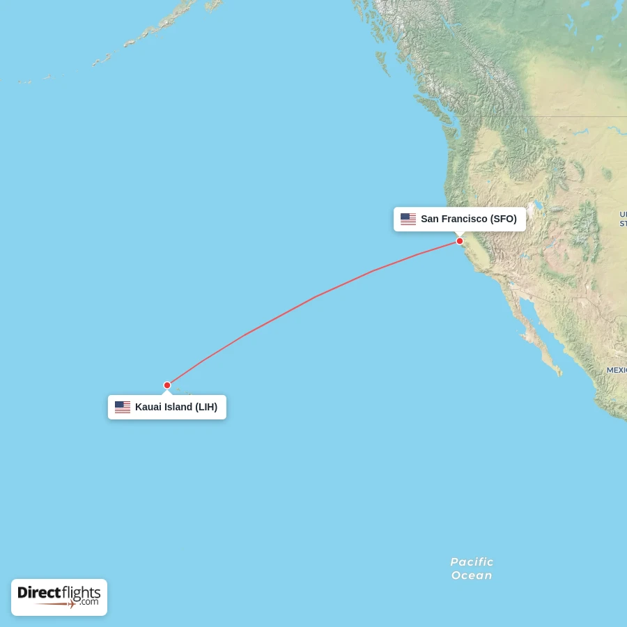 LIH - SFO route map