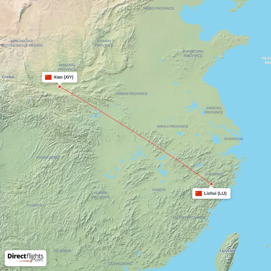 LIJ - XIY route map