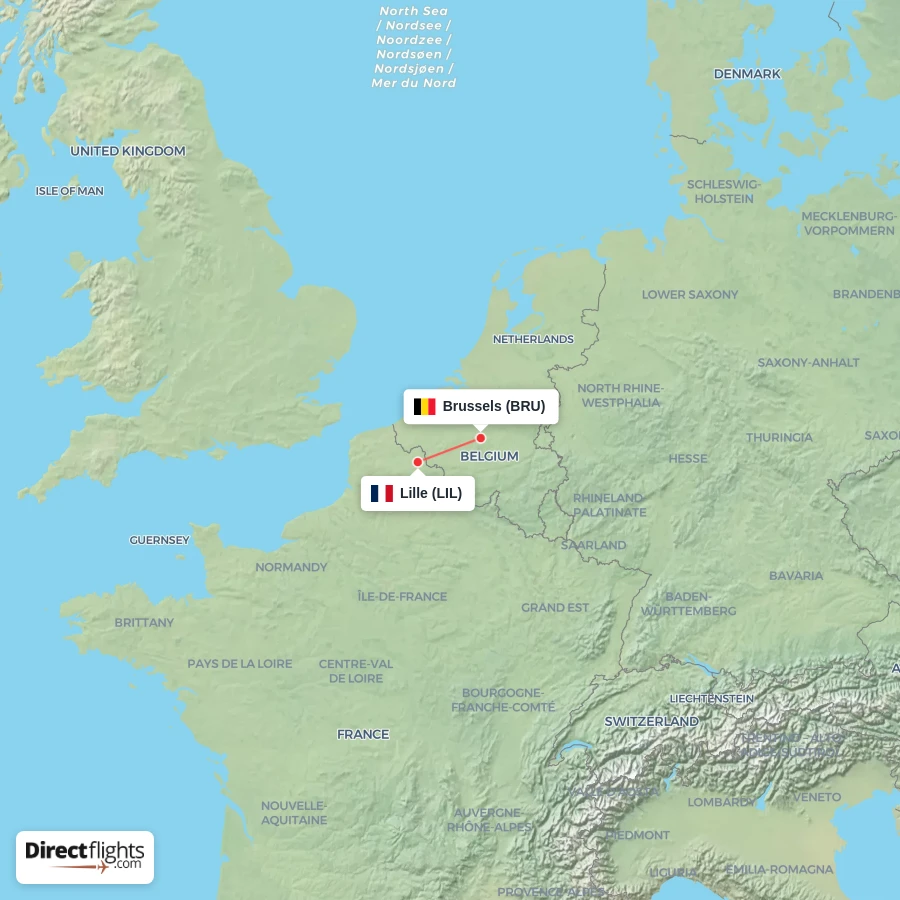 LIL - BRU route map