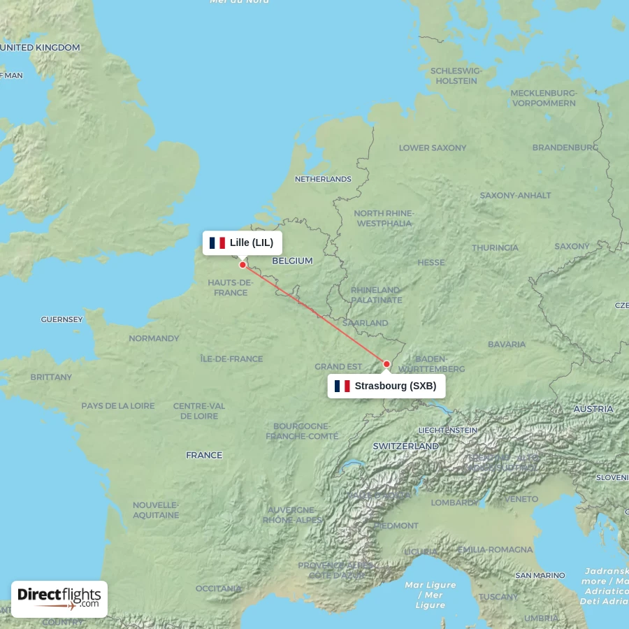 LIL - SXB route map