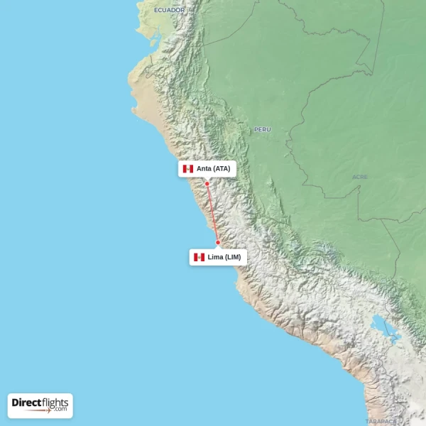 Lima - Anta direct flight map