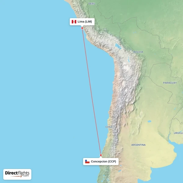 Lima - Concepcion direct flight map