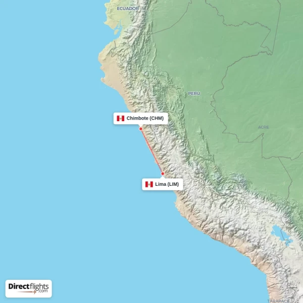 Lima - Chimbote direct flight map
