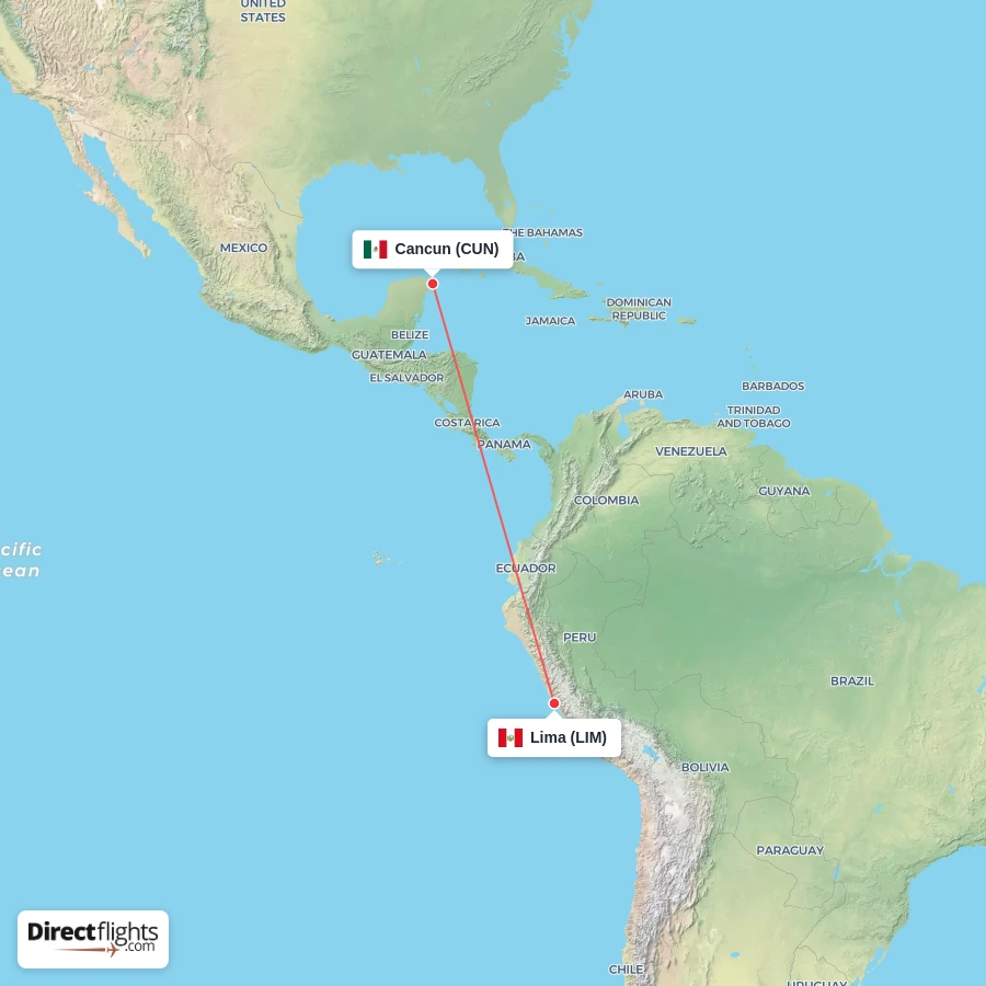 LIM - CUN route map