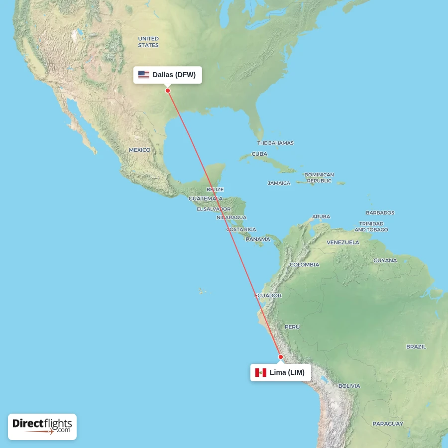 LIM - DFW route map