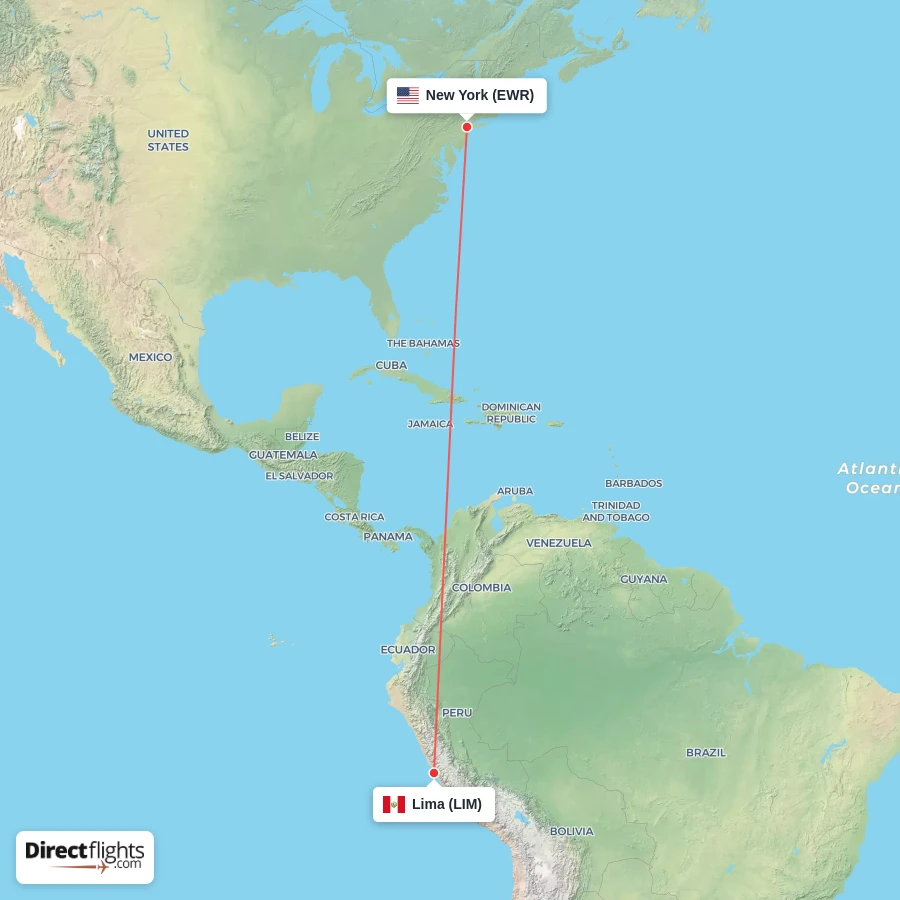 LIM - EWR route map