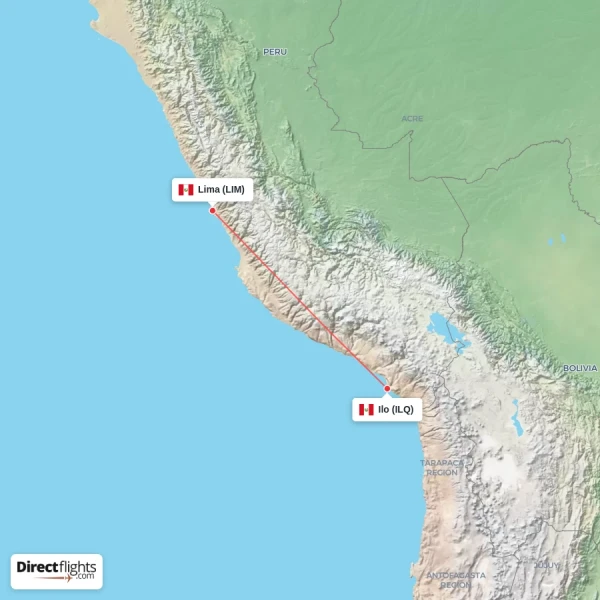 Lima - Ilo direct flight map