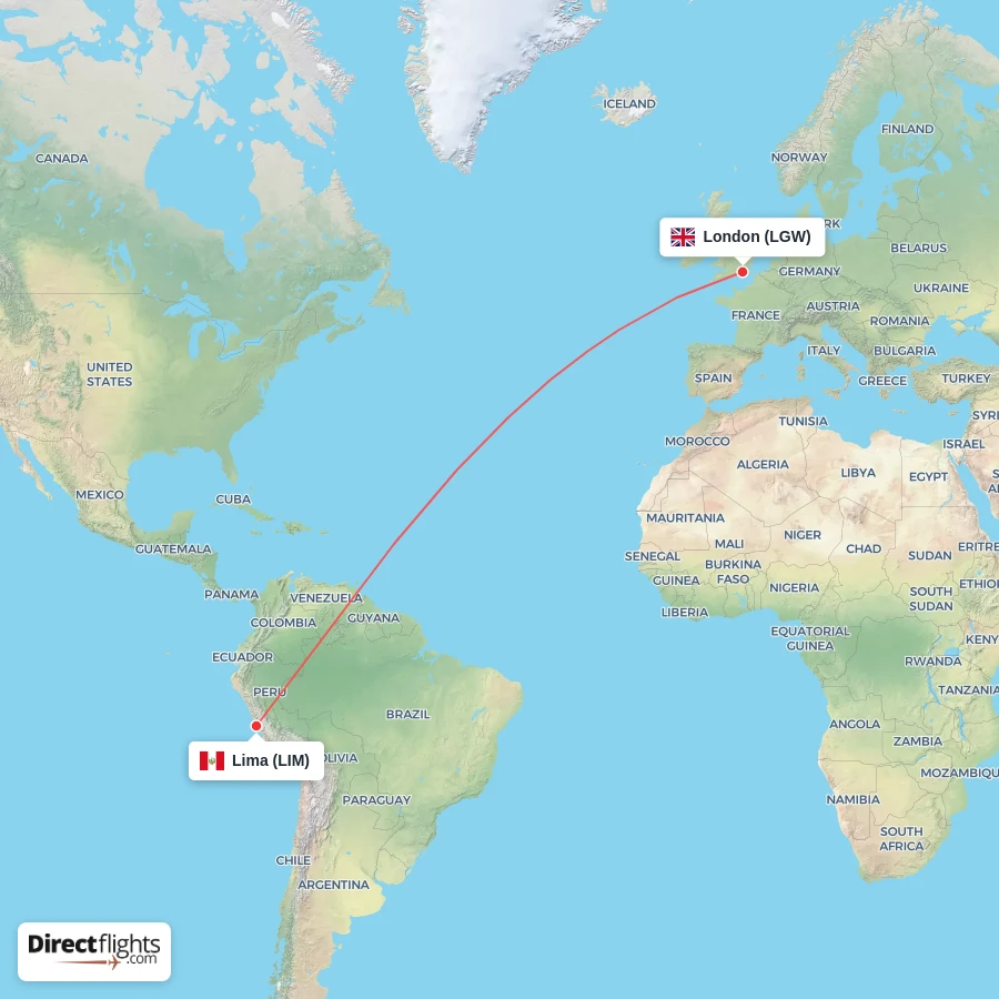 LIM - LGW route map