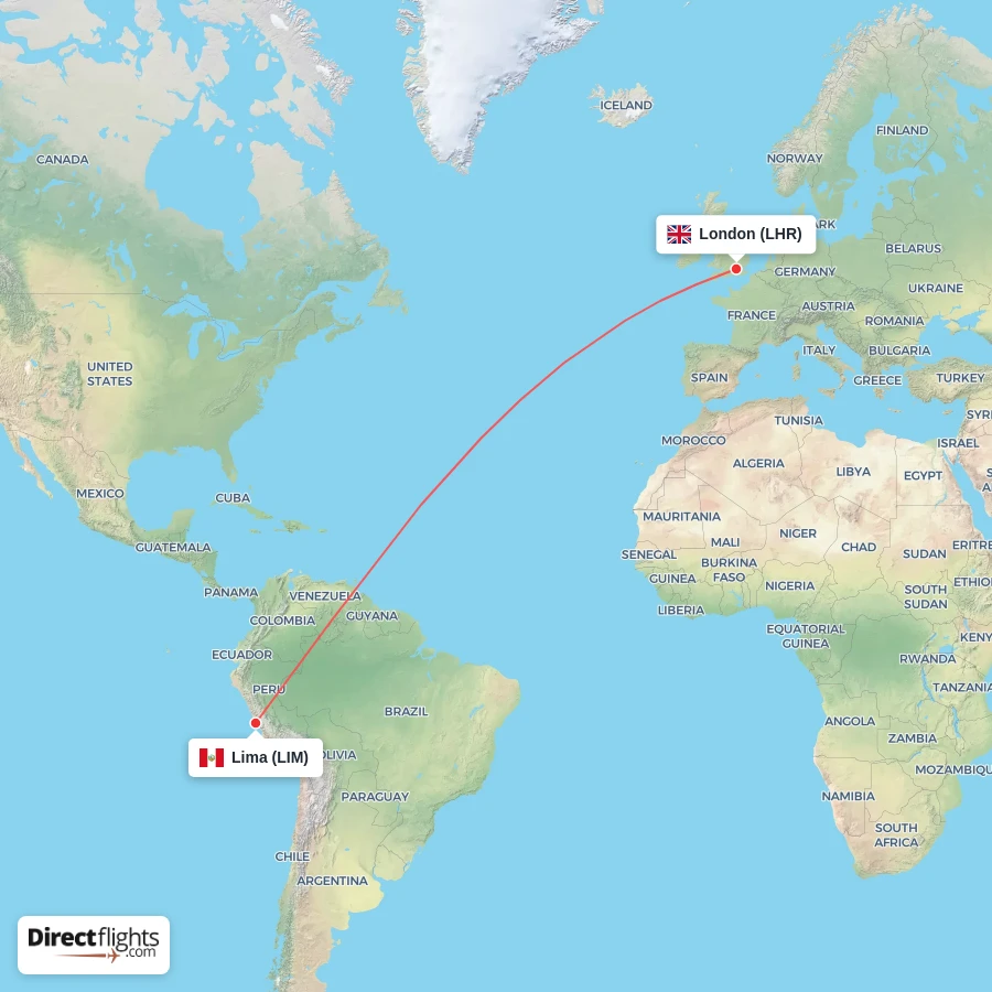 LIM - LHR route map