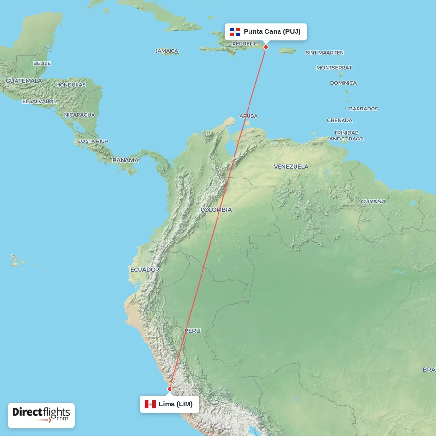 LIM - PUJ route map