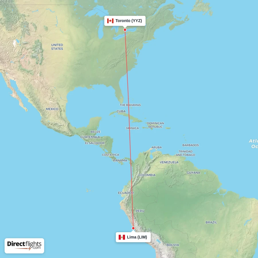 LIM - YYZ route map