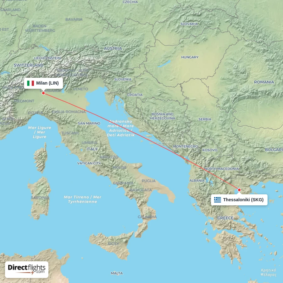 LIN - SKG route map
