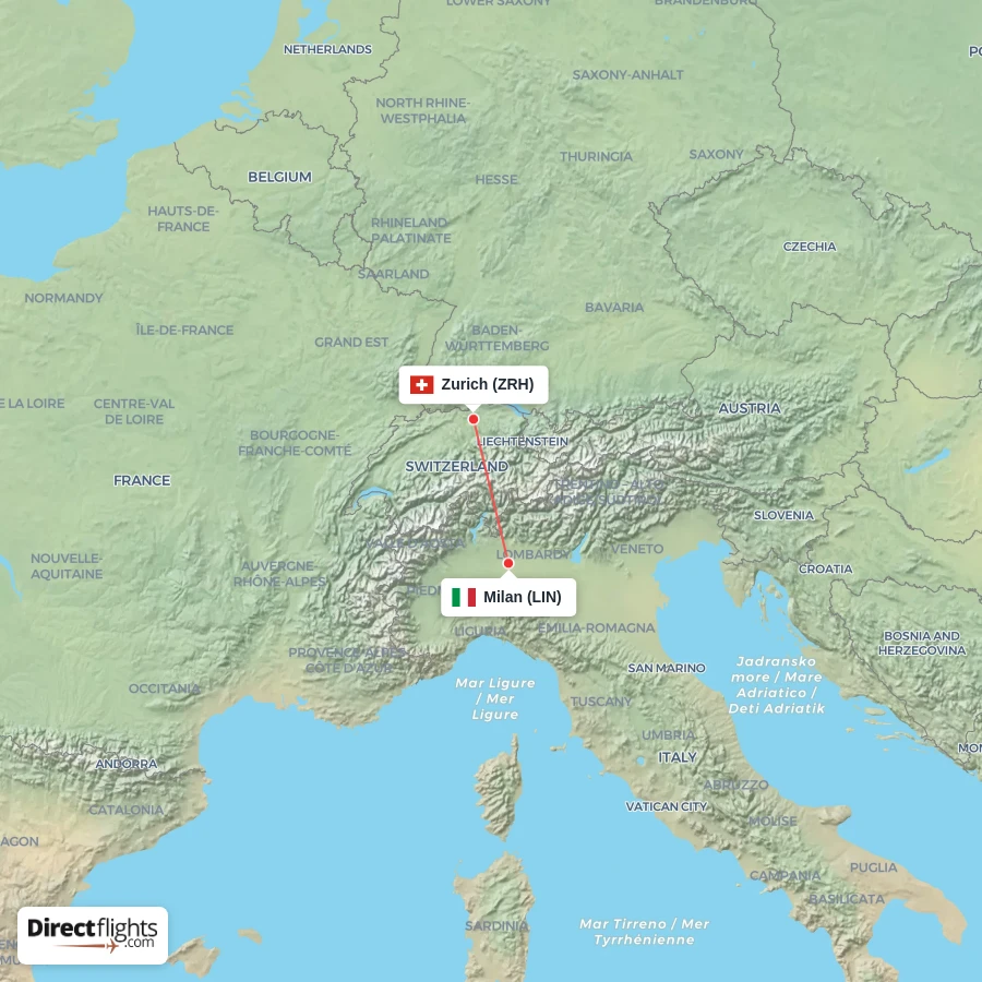 LIN - ZRH route map