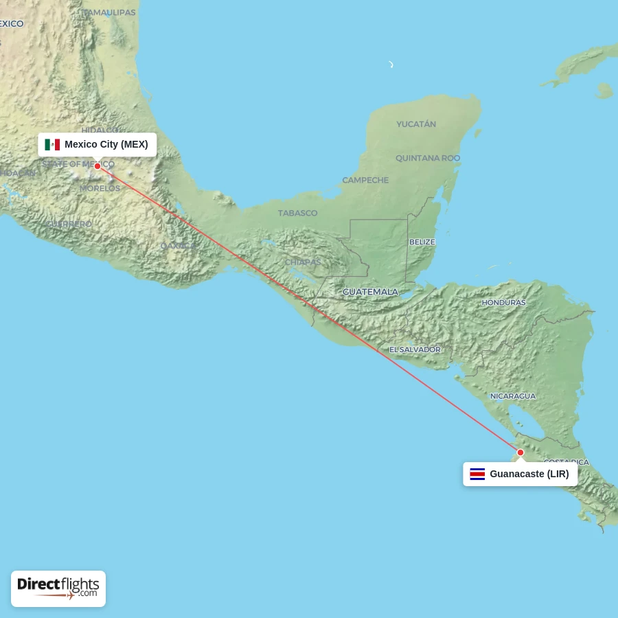 LIR - MEX route map