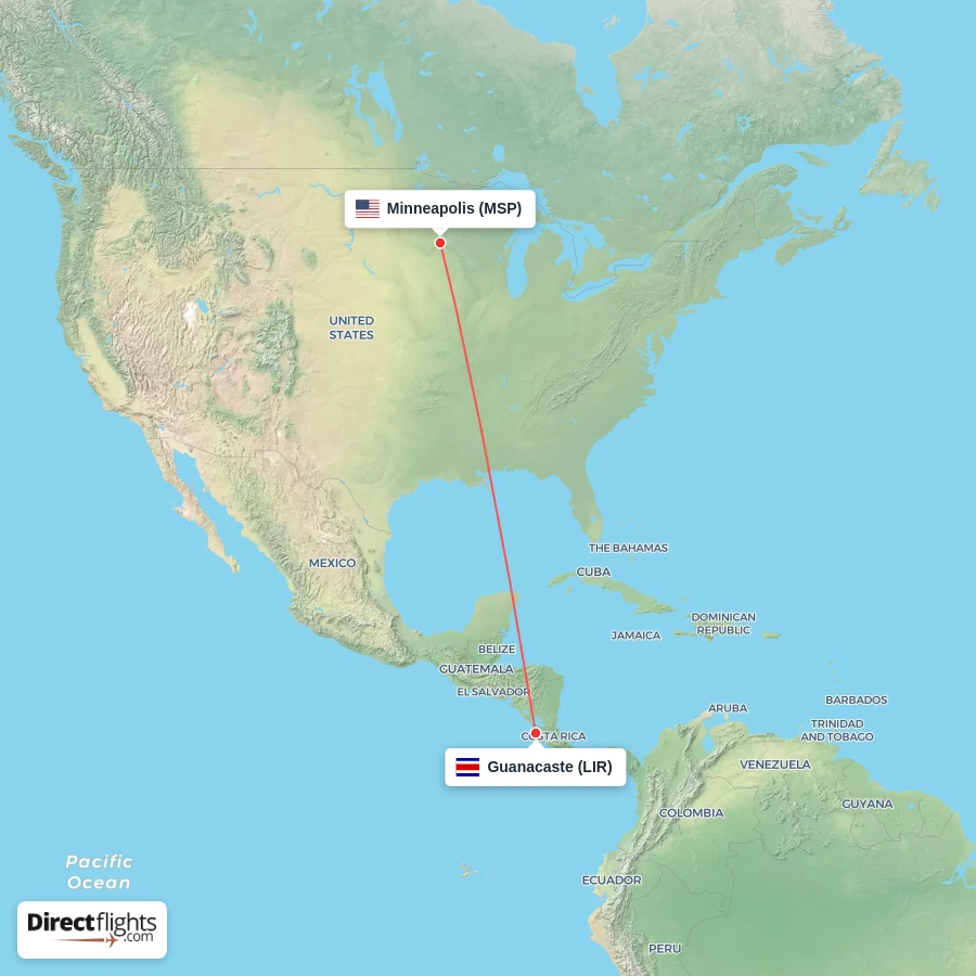 LIR - MSP route map