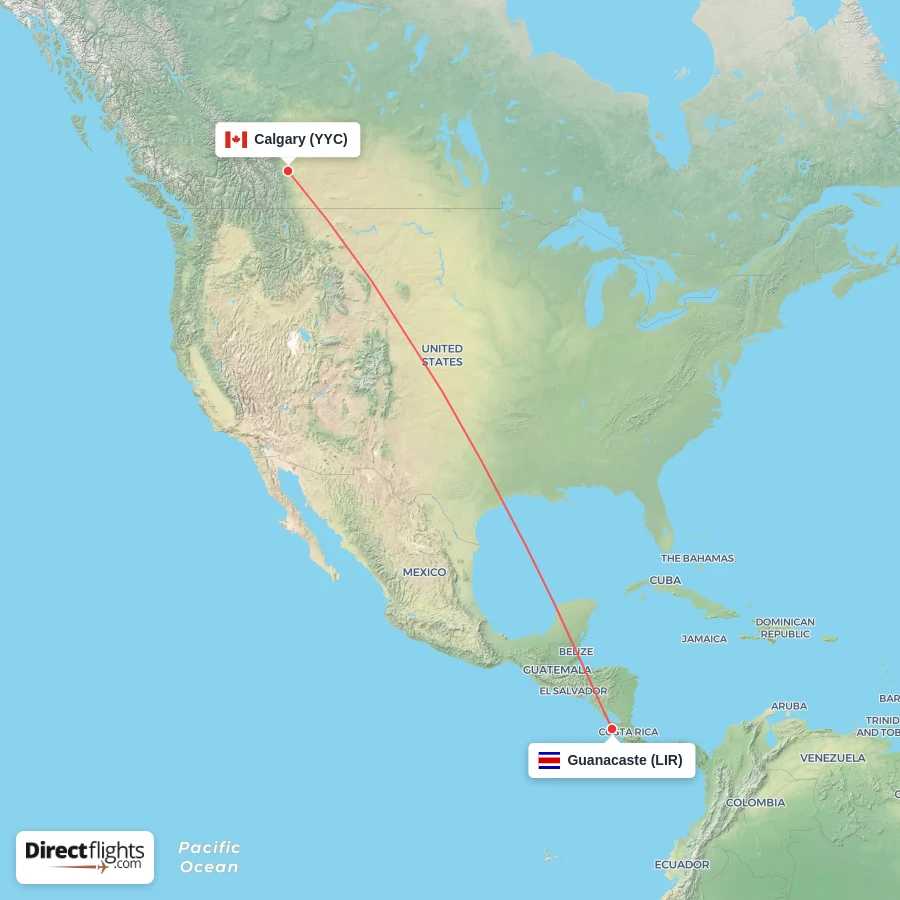LIR - YYC route map