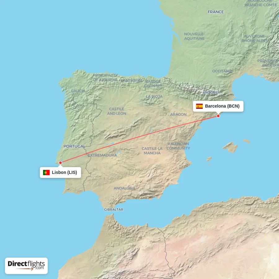 LIS - BCN route map