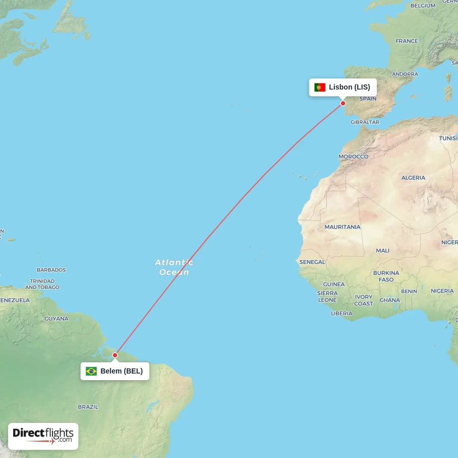 LIS - BEL route map