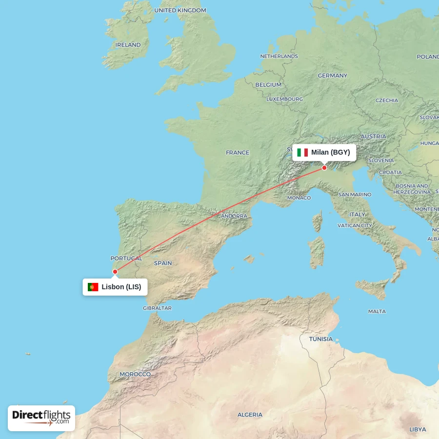 LIS - BGY route map