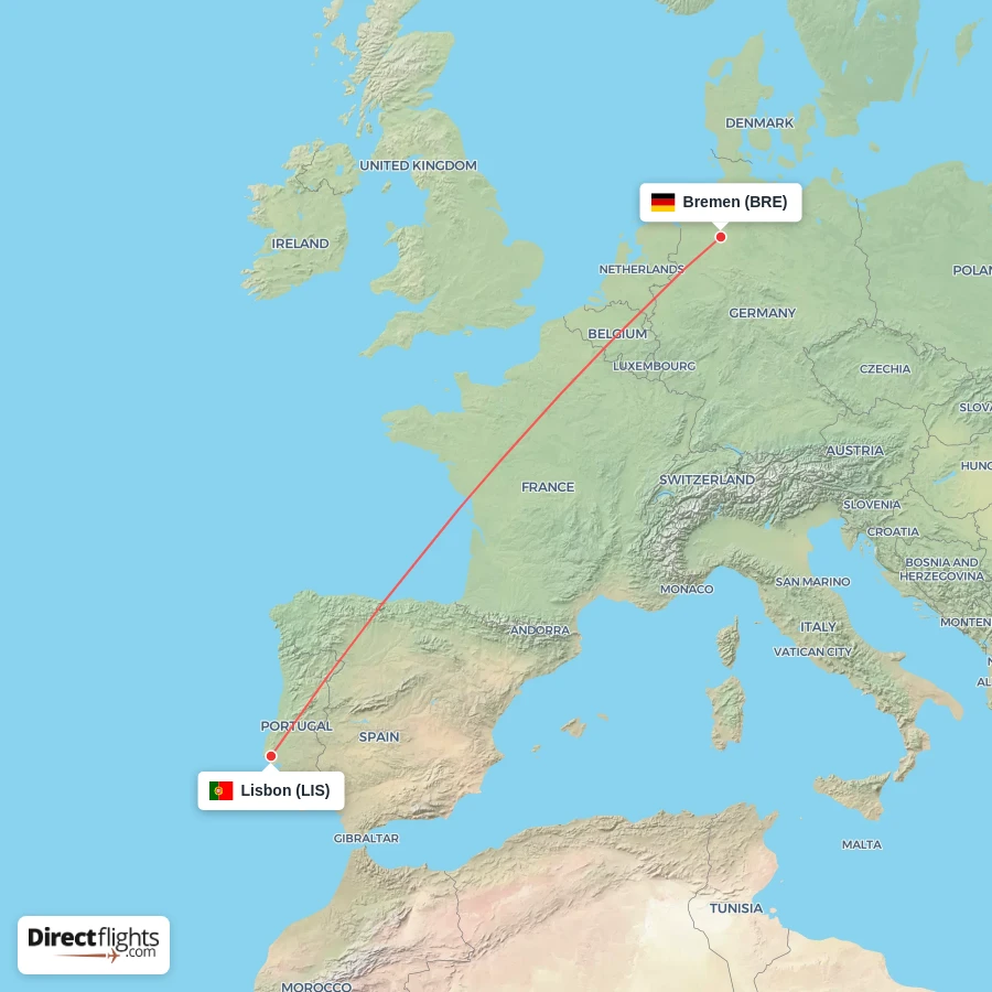 LIS - BRE route map