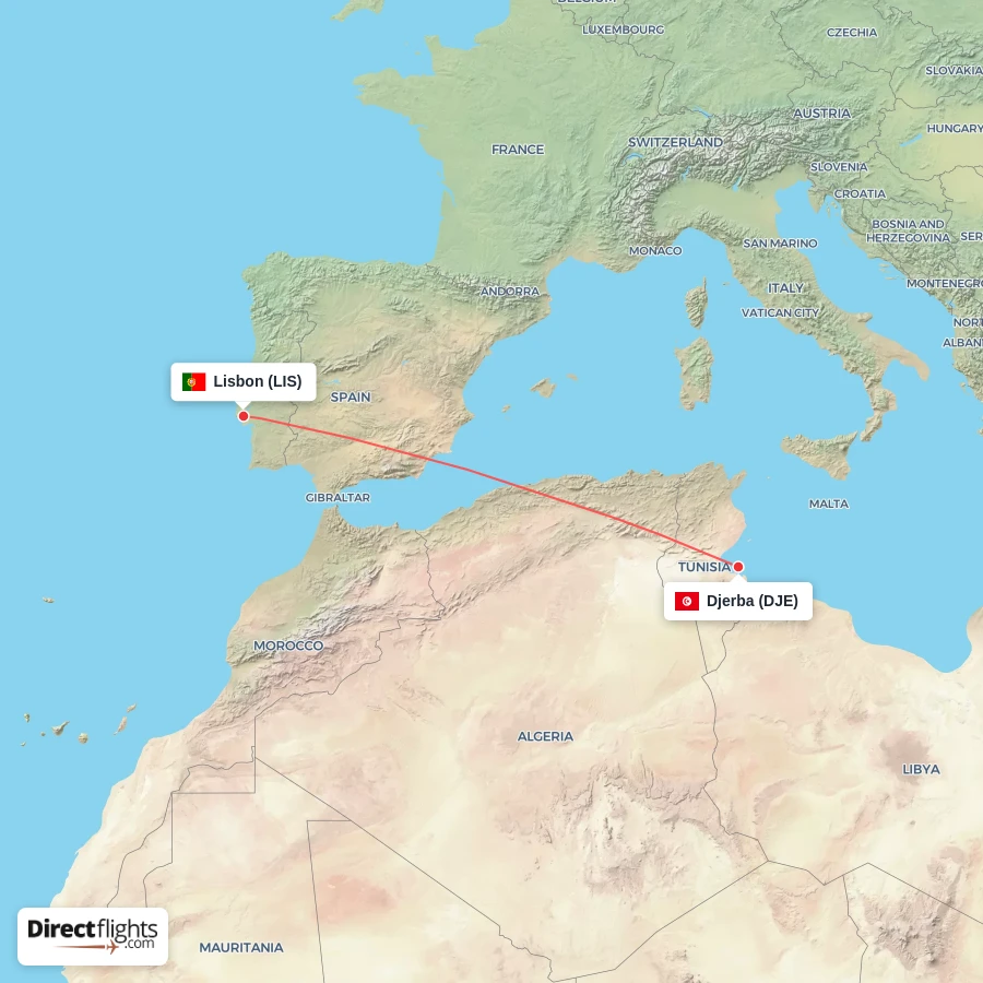 LIS - DJE route map