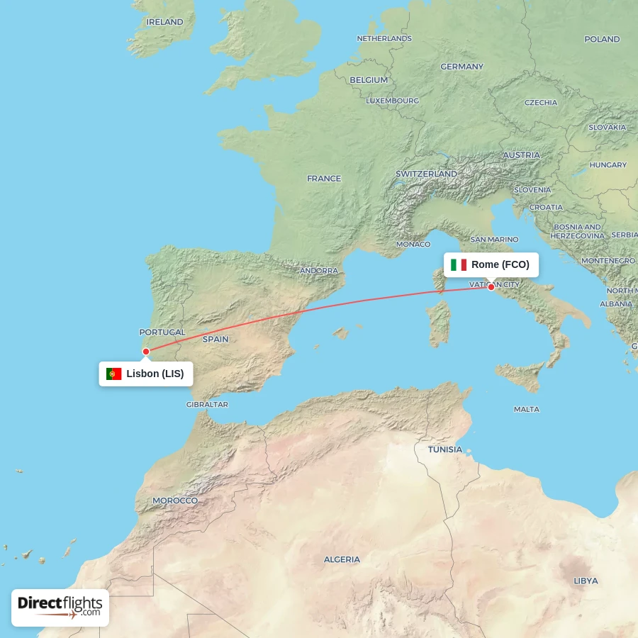 LIS - FCO route map