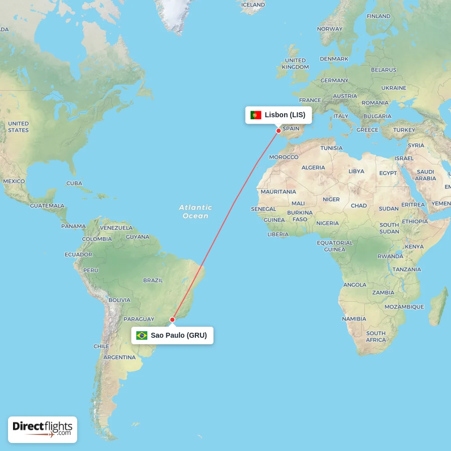 LIS - GRU route map