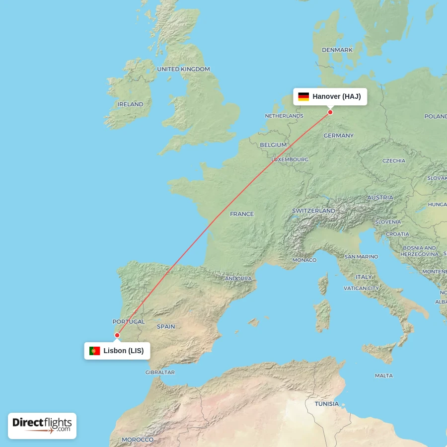 LIS - HAJ route map