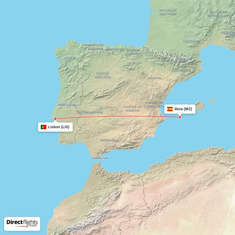 LIS - IBZ route map