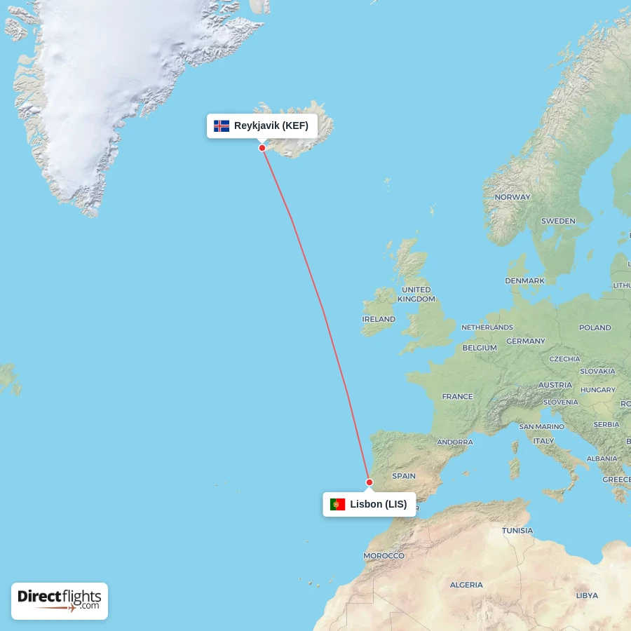 LIS - KEF route map