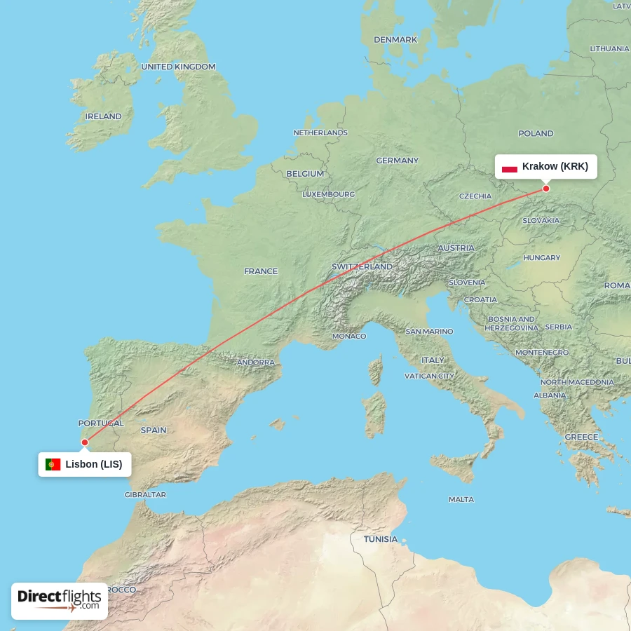 LIS - KRK route map