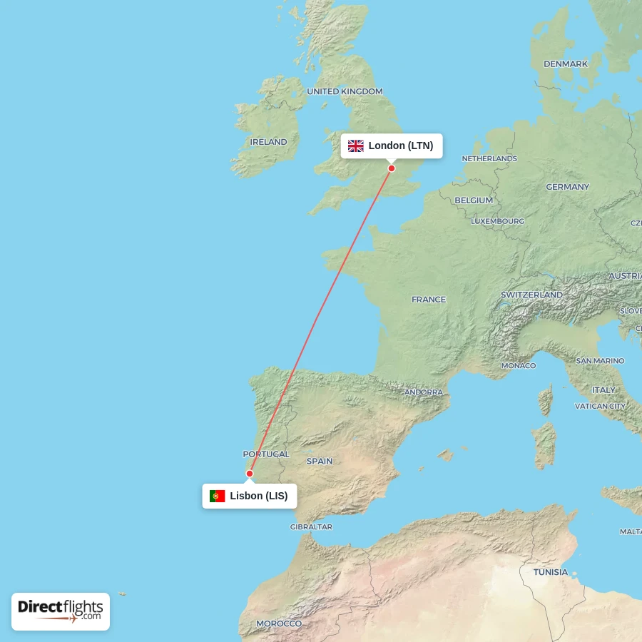 LIS - LTN route map