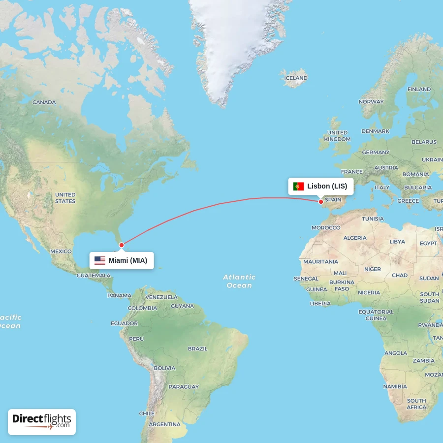 LIS - MIA route map