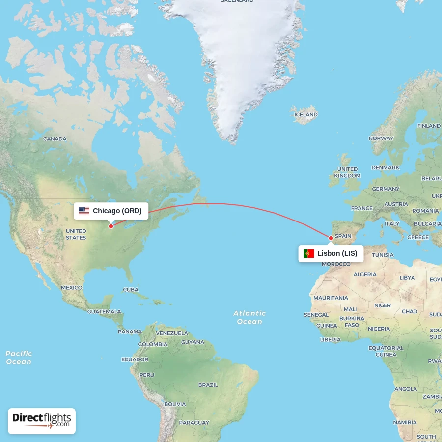 LIS - ORD route map