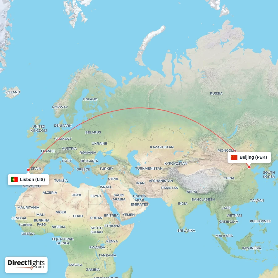 LIS - PEK route map