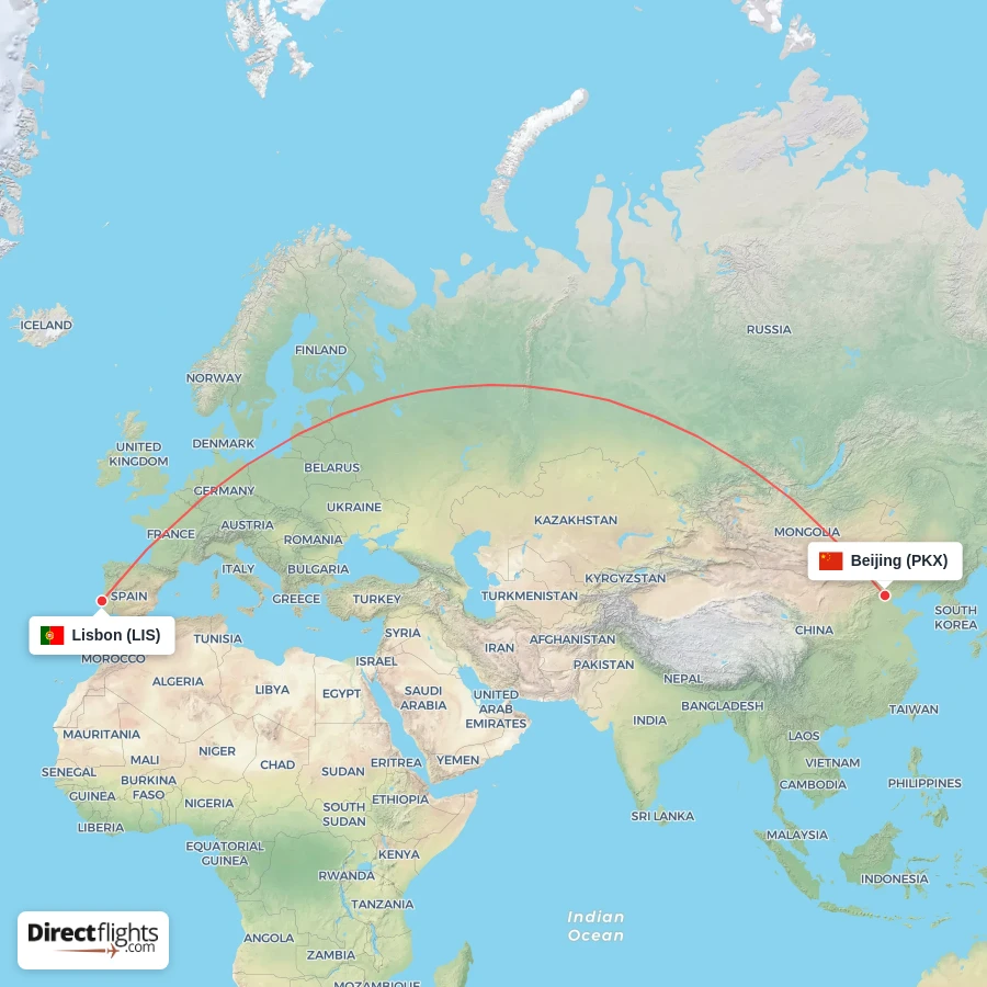 LIS - PKX route map