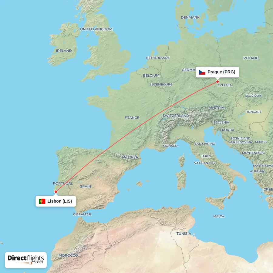 LIS - PRG route map