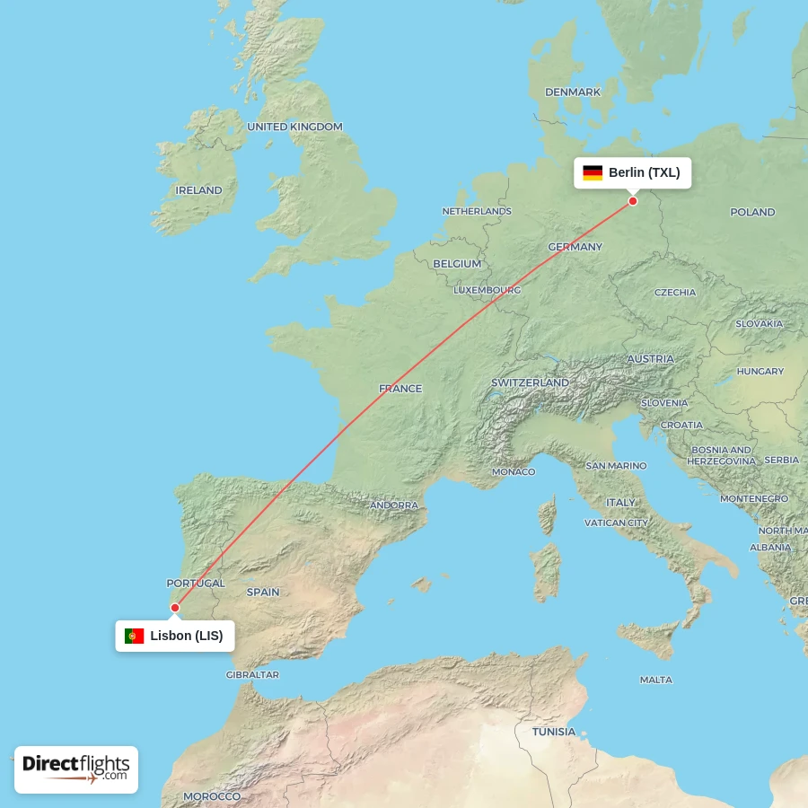 LIS - TXL route map