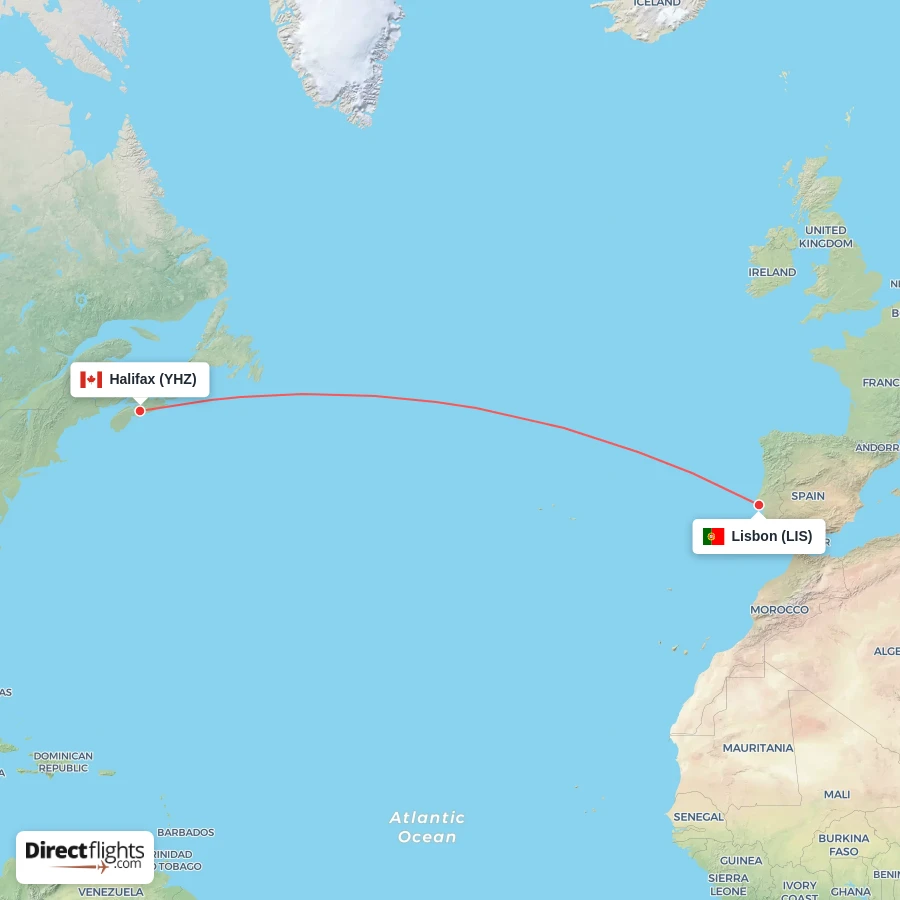 LIS - YHZ route map