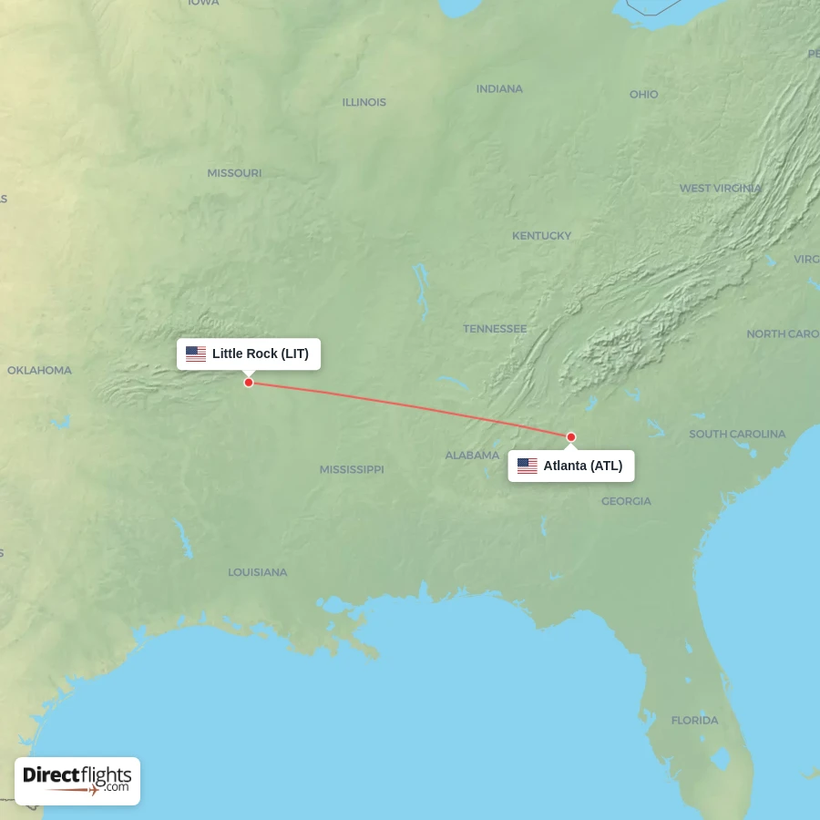 LIT - ATL route map