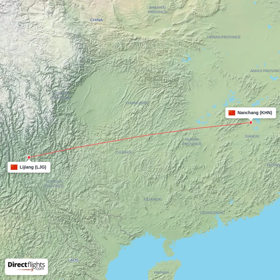 LJG - KHN route map
