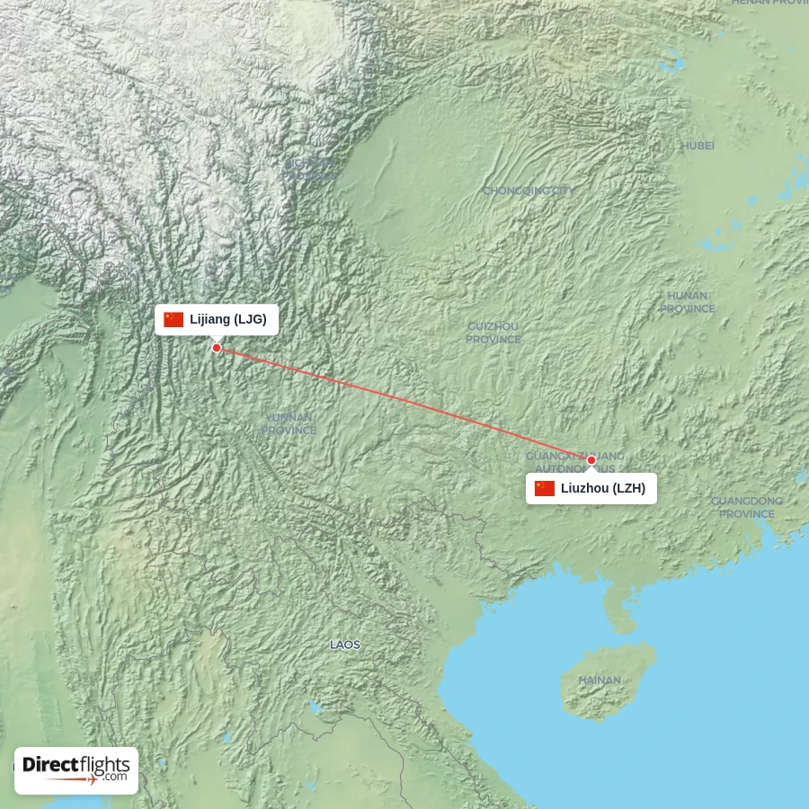 LJG - LZH route map