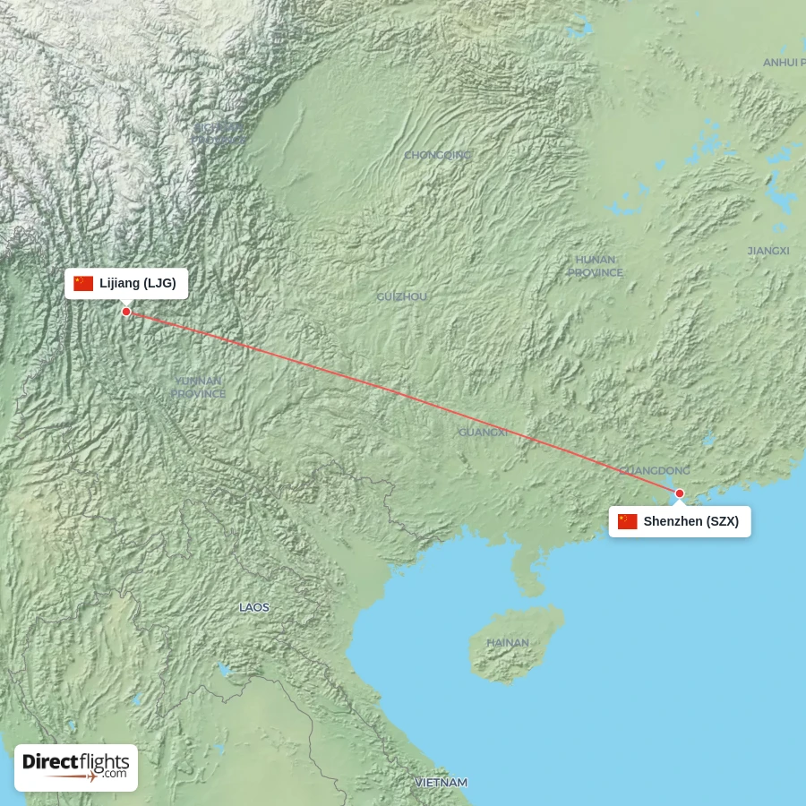 LJG - SZX route map