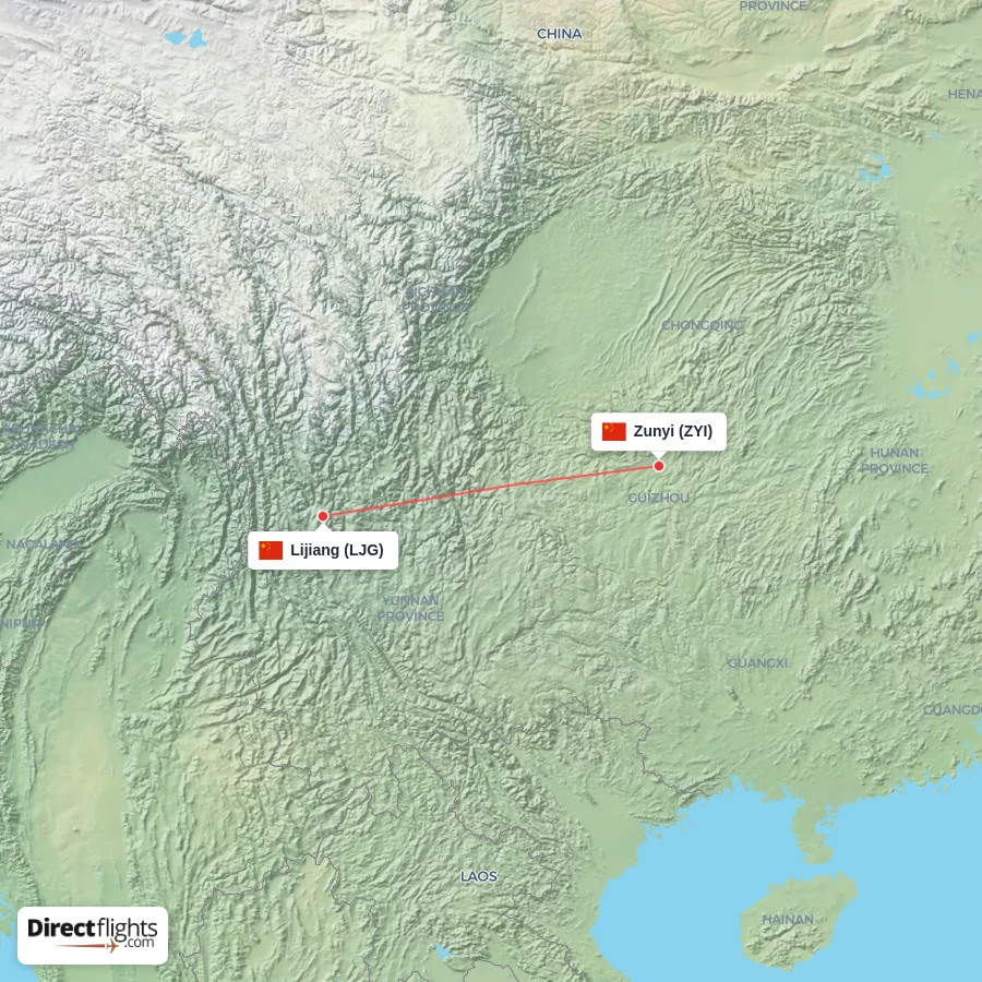 LJG - ZYI route map