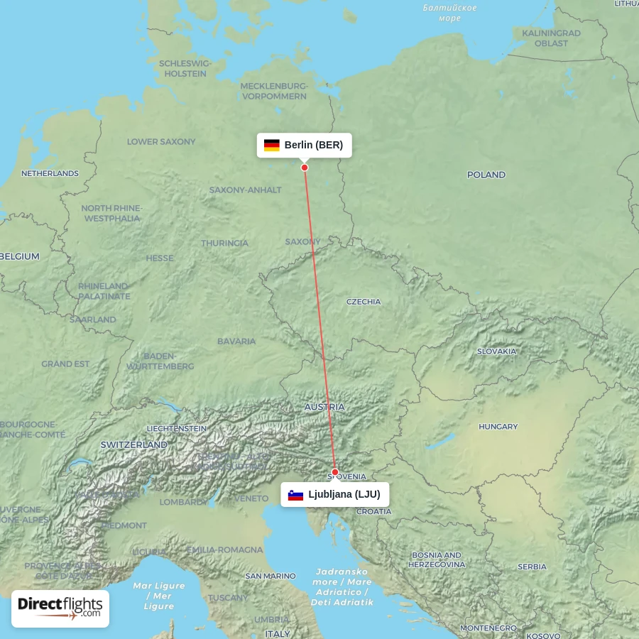 LJU - BER route map