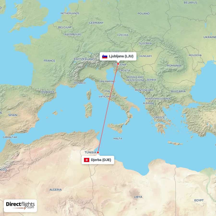 LJU - DJE route map