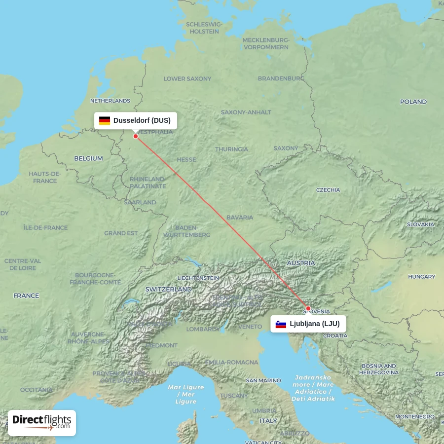 LJU - DUS route map